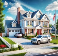 Modern American dream home in a suburban neighborhood - artificial intelligence, latest ai news, ai tools