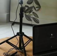 ring light used to film content, content creation creating professional lighting 