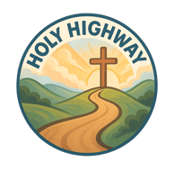 A cartoon style logo for the Holy Highway introduces in the Bible.