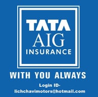a blue and white logo with the words tata insurance