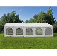 Gražios baltos palapinės nuoma 4m x 40m dydžio