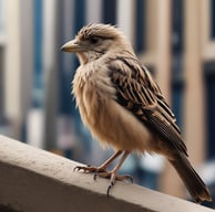 a bird perched on a ledge of a building