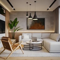 uma sala de estar bonita e sofisticada 