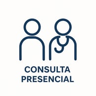 Ícone de duas pessoas que representa o atendimento presencial.