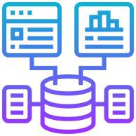 Vector icon of interconnected databases and gear for data engineering pipelines