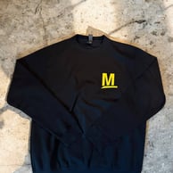 Sweat noir avec lettre M jaune en flocage flex atelier ile de france