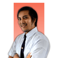 TMN-Francis in white shirt and black tie poses confidently against a vibrant orange background.