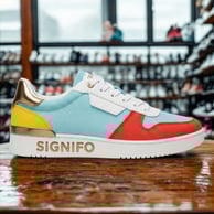 Contoh Sneaker dari kain kanvas polyester SIGNIFO bertema Tropical Cocktail