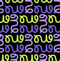 Mosaic music m logo mark in green purple pattern with black background