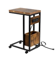 iron & wood c table with charging socket wholesaler, supplier and manufacturer 