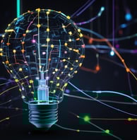 a light bulb bulb with a glowing bulb inside representing the service for Keyword research we offer
