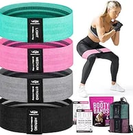 Resistance Bands for Working Out with Workout Bands Guide. 4 Booty Bands for Women Men Fabric Elasti