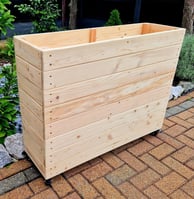 restaurant planter on wheels shallow bottom WOODEN OUTDOOR PLANTER GARDEN SOLID WOOD HANDMADE UK LONDON THROUGH tall large