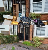 before and after picture of a rubbish removal at a house in warndon worcester