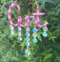 A gorgeous girly pink & purple mix with a gorgeous heart crystal drop for rainbows aplenty