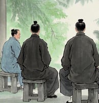 ancient Chinese meditating on stools