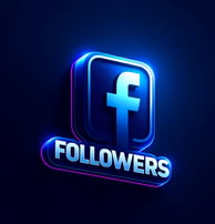 a blue and purple logo with the word followers