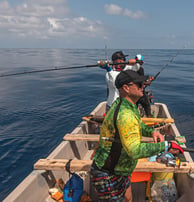 Anglers using popping technique on a Catamaran Fishing Charter in Zanzibar