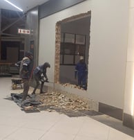 Marking and cutting of brickwork for commercial renovation project, Belair Shopping Centre, Randburg