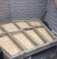 timber frame base for garden room ready for insulation