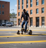 A van is parked under a covered area at an airport or transportation hub, with the sun setting in the background. The van is white with writing on its side. In the foreground, there is a crosswalk leading towards the van and a few shopping carts to the left. Tall trees and a modern building are visible in the background.
