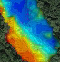a section of a lake depth map