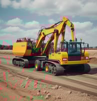green and black heavy equipment on brown dirt road during daytime