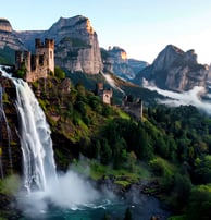 The Misty Forest and its majestic waterfall