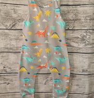a baby's dinosaur print romper 