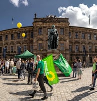 German language students in front of college