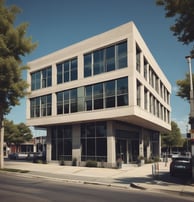 A modern glass building with sleek architectural design. The structure features a prominently displayed sign with the name 'Deloitte' in large, white letters. The facade consists of reflective glass panels, adding a contemporary aesthetic to the building. The sky in the background is clear and blue, enhancing the overall urban setting.