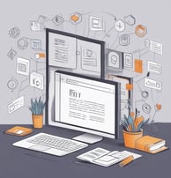 A man in a business suit stands confidently holding a leather briefcase. The background features a modern architectural wall with curved lines. The man has a neatly groomed beard and styled hair, wearing a dark blue suit with a matching tie and a striped shirt.