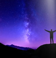 Galaxy with a siluet, Inspiring with a book Balance Your Life, Fulfill Your Destiny.    |   Read Now