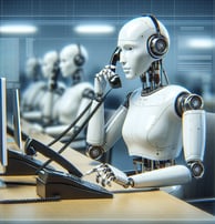 a robot - like robot with headphones on