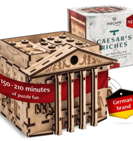Caesar's Riches escape room puzzle box featuring ancient Roman treasure map and puzzle symbols