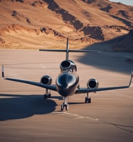a jet airplane on the runway at an airport