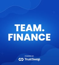 a team of people standing in front of a blue background with the words team finance