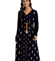 Myx Women's Polyester Floral Regular Festive Embroidered Velvet Kurta (₹1,399)