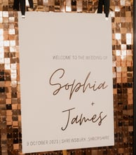 Acrylic A2 wedding welcome sign, personalised, to hire
