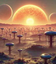 2 suns rising on an alien planet
