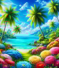 A colorful tropical landscape