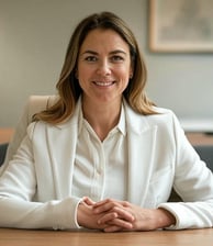 Médica sorridente olhando para câmera, feliz com o marketing médico