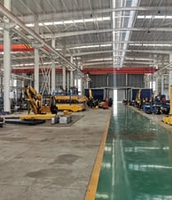 Our Zorylift factory floor: we precisely assemble articulated & knuckle boom cranes.