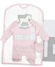 Organic cotton gingham 6 piece sleepsuit set with gift bag