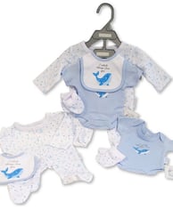 Organic cotton premature baby 4 piece with hat, mitten, boddysuit, sleepsuit and bib gift set