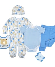 organic cotton 6 piece bear pattern baby sleepsuit gift set