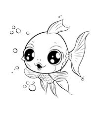 a fish with big eyes and a fish in the water