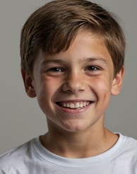 Portrait of a young boy with a toothbrush and toothbrushes