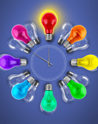 colorful light bulb clock