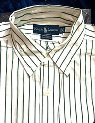 a shirted shirt with a green and white striped shirt
